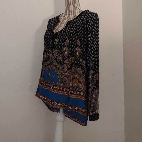 Anthropologie Meadow Rue Black Print Popover Flowy Blouse NWOT Size S - Picture 7 of 10